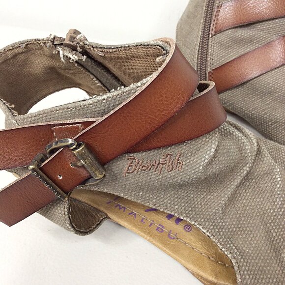 Blowfish Malibu Womens Balla Sandal 7.5 Gladiator Zip Buckle Open Toe Canvas - Picture 7 of 12